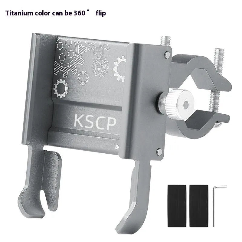 Aluminium alloy mobile phone holder mount for bicycle and motorcycle handlebars in multiple colours.
