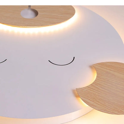 Modern white cartoon bear design ceiling lamp for a princess bedroom, shown in two size options.