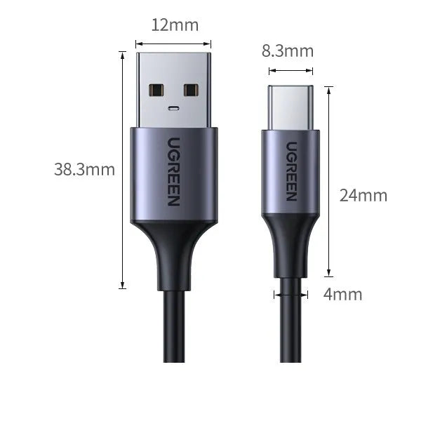 Black Lvlian Micro USB data cable with straight connector, 1 metre long.