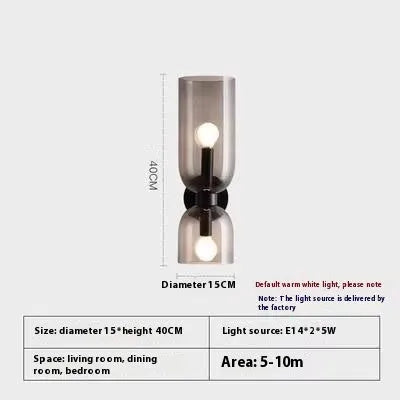 Nordic glass wall lamp for living room background wall, 110V-220V, in white, blue or smoky grey