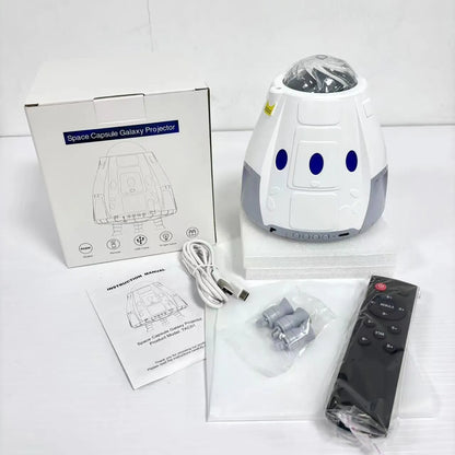 USB-powered starry atmosphere projection lamp in compact 14.5cm capsule design with remote control