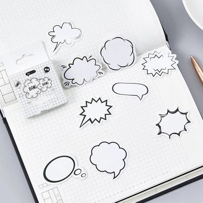 Momo Original boxed stickers with black and white bubbles design, 45 pieces for DIY craft.