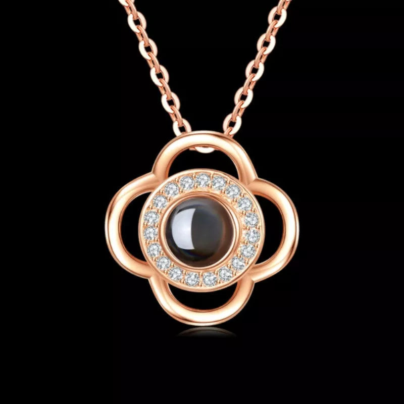 Valentine's Day Metal Rose Jewelry Gift Box Necklace with adjustable crystal necklace and maroon gift box