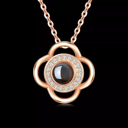 Valentine's Day Metal Rose Jewelry Gift Box Necklace with adjustable crystal necklace and maroon gift box