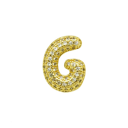 Retro copper bracelet with a letter 'A' charm featuring micro inlaid zircon, shown in a gold finish.