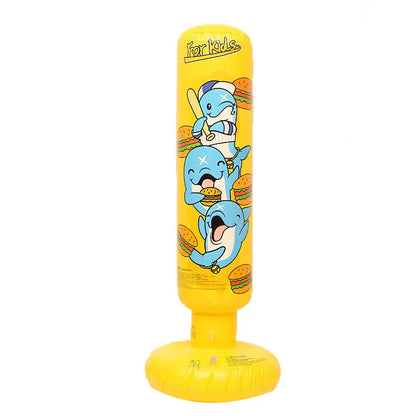 Yellow inflatable boxing column tumbler measuring 120x25cm for fitness training