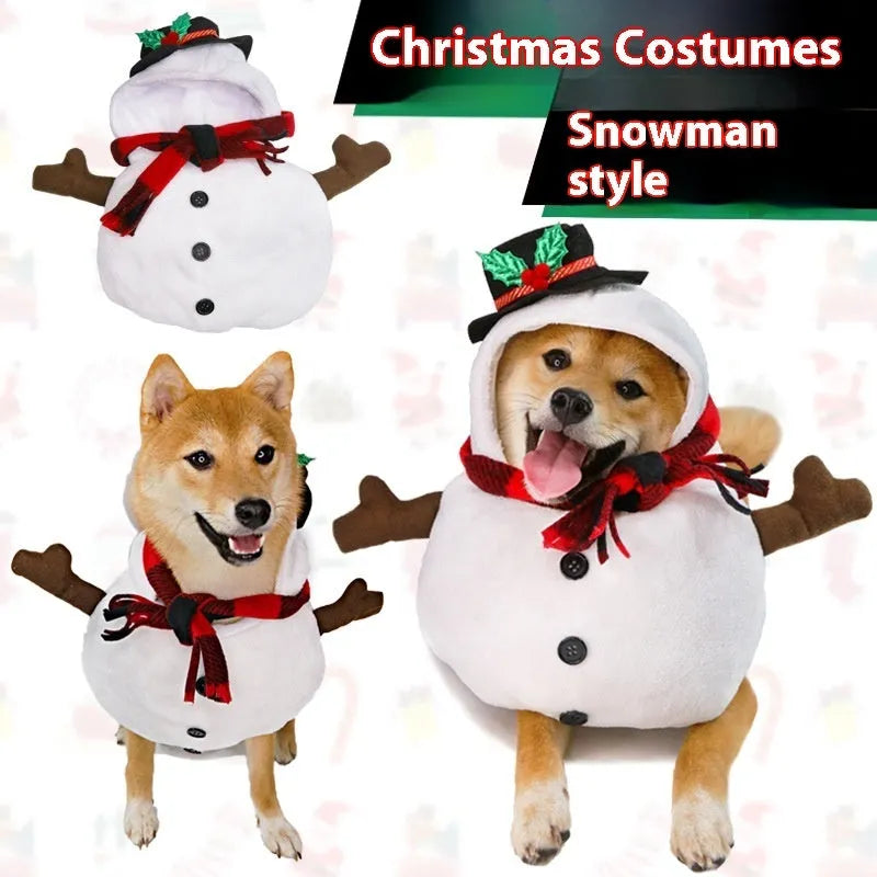 Christmas snowman costume for dog or cat with festive holiday design