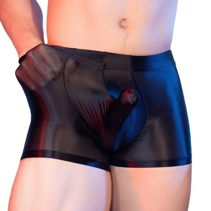 Men's red seamless boxer shorts with a mid-waist design and no visible interior stitching.