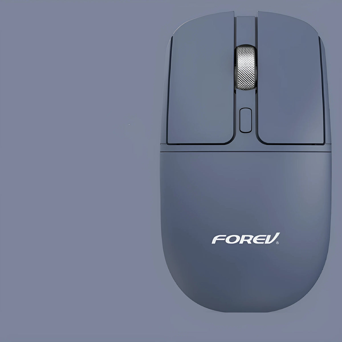 Compact wireless Bluetooth mouse with wireless charging, shown in grey colour on a desk.