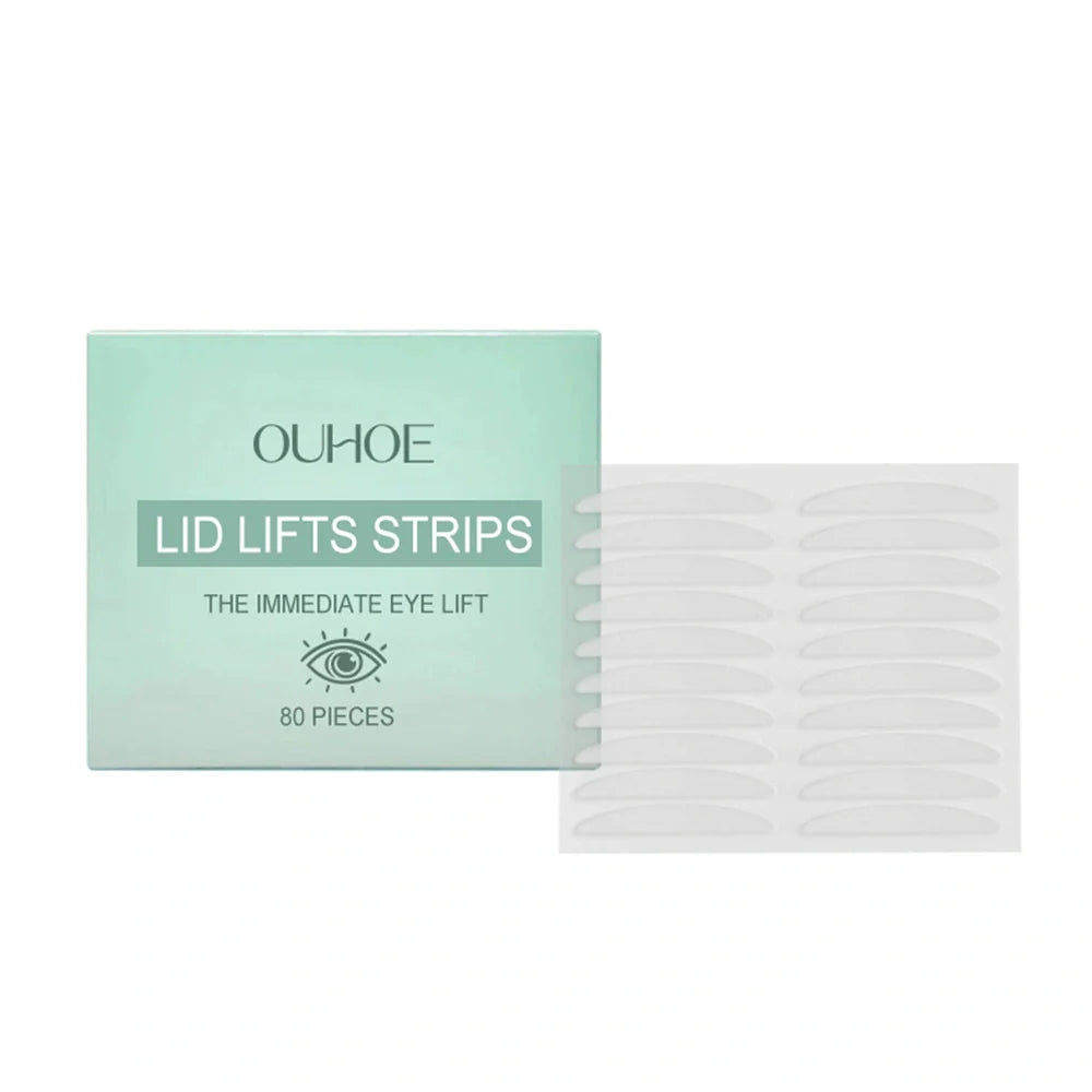 Transparent eyelid stickers with hyaluronic acid and collagen, 80 pieces pack showing dimensions