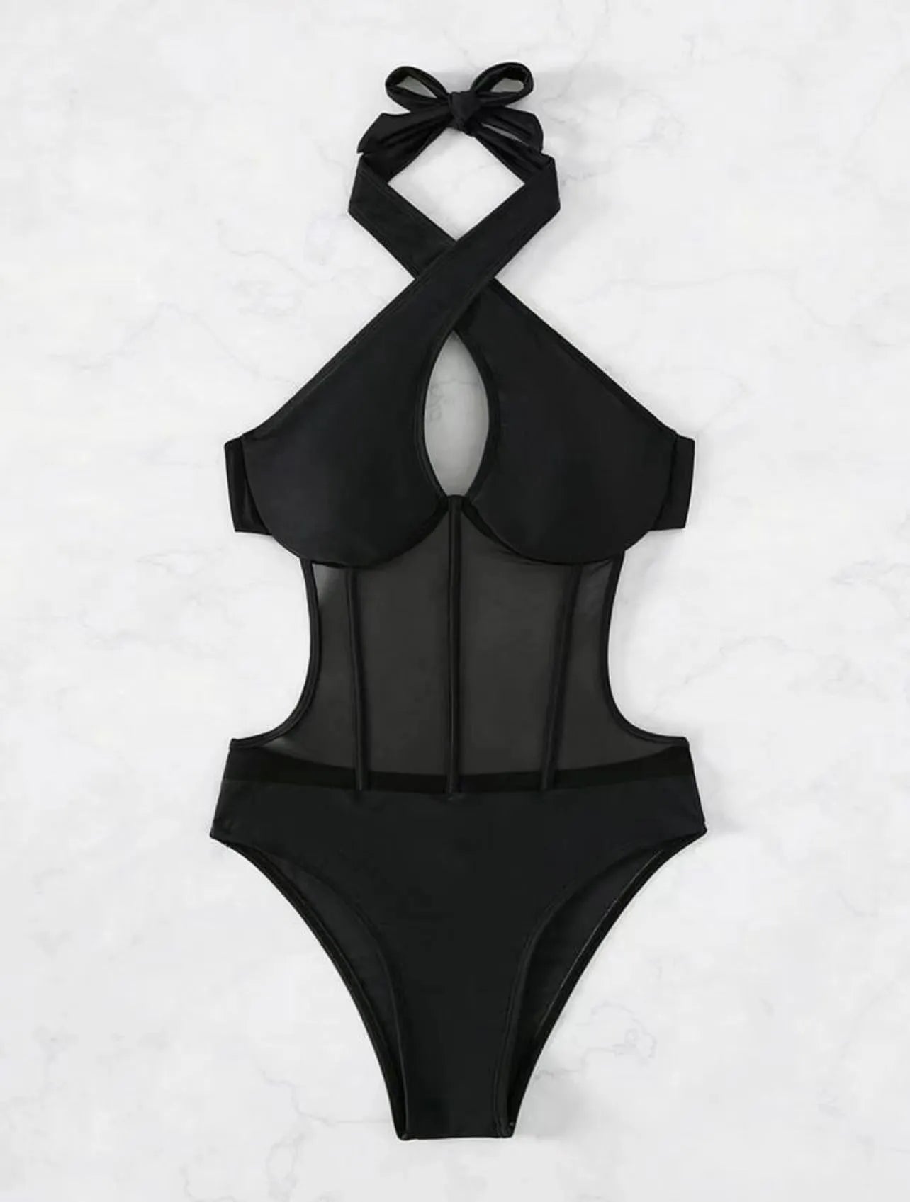 Ladies one-piece swimsuit bikini in nylon spandex blend available in black, rose red and green colours