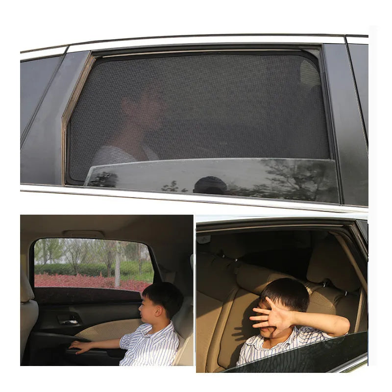 Nylon mesh car sunshade curtains for front, rear, and side windows, multiple piece set