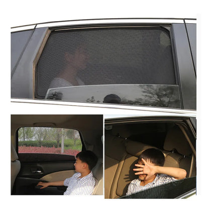 Nylon mesh car sunshade curtains for front, rear, and side windows, multiple piece set