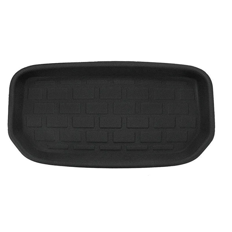 TPR floor mat set for Tesla Model Y showing foot mats, storage box mat, and tailbox mats