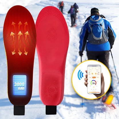 Wireless heated insoles with APP control, unisex PU, black and red, two sizes
