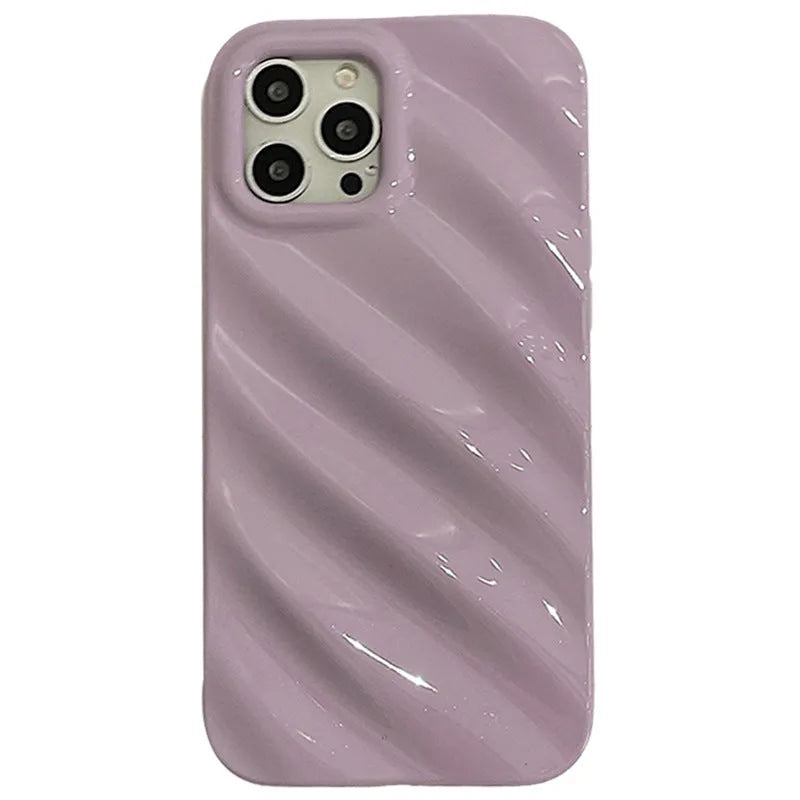Simple pleated silicone iPhone case with electroplated laser detailing in black colour