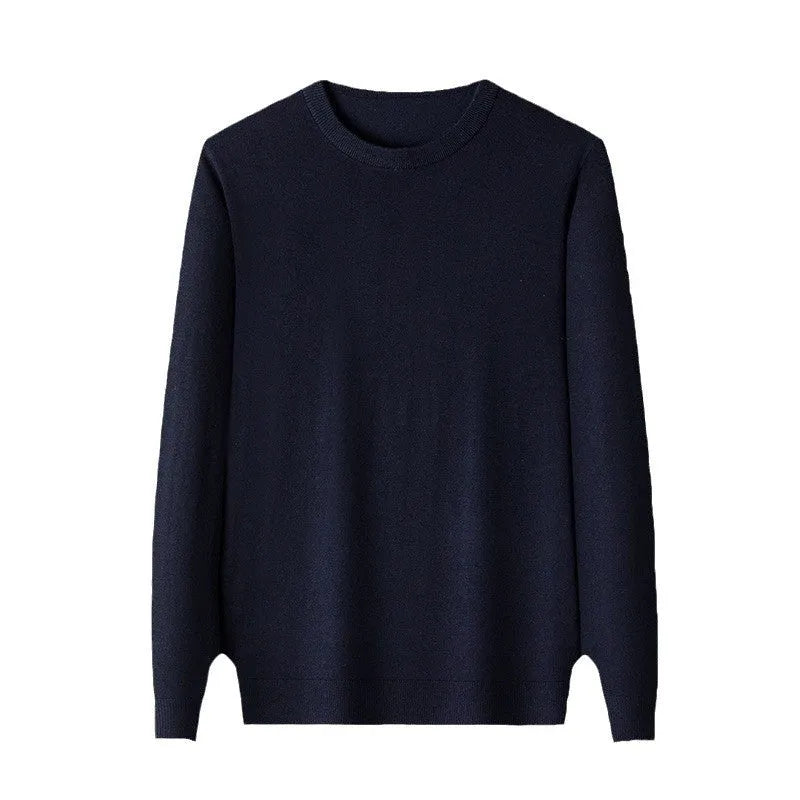 Men's heavy wool pullover sweater in light business style with fine yarn construction