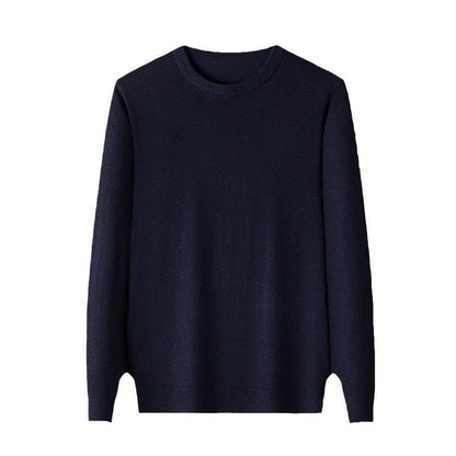 Men's heavy wool pullover sweater in light business style with fine yarn construction