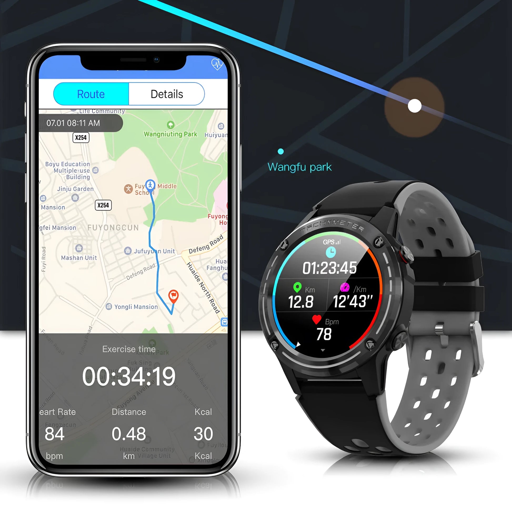 GPS smart sports watch with silicone strap in multiple colours on a wrist.