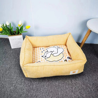 Cotton dog nest bed in light blue colour with soft velvet material and PP cotton filling