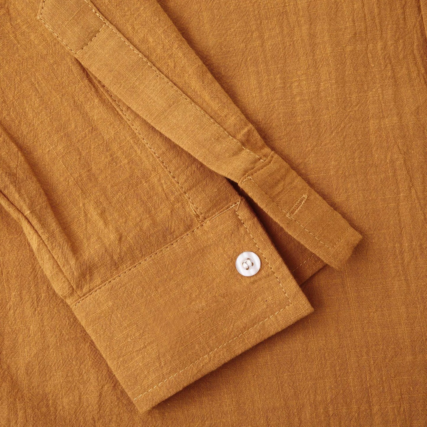 Men's brown cotton blend slim-fit long sleeve shirt and matching casual trousers coordinated set