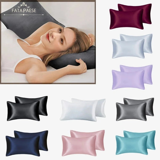 75D Satin Artificial Silk Pillowcase in various colours and sizes