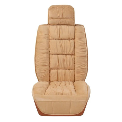 Winter short plush car seat cushion set in grey with wool cotton filler for cold weather driving