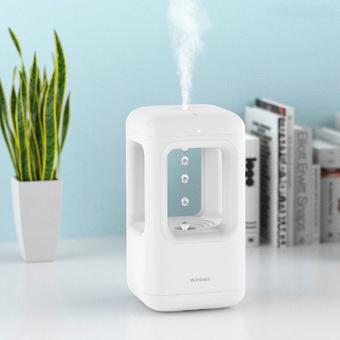 Whisper-Quiet Cool Mist Humidifier with Ambient Light - Premium Home Humidifier with Mesmerizing Droplet Backflow Design