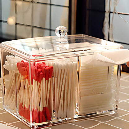 Yajule transparent acrylic cosmetic storage box with dustproof cover and adjustable compartments