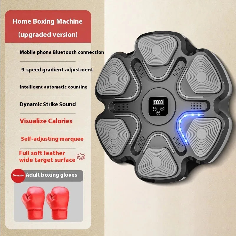 Smart music boxing machine wall target with 6-digit electronic display and hanging design for household training