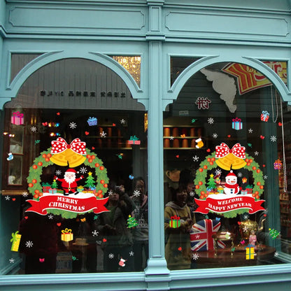 Large colourful cartoon pattern electrostatic Christmas wall sticker on a window.