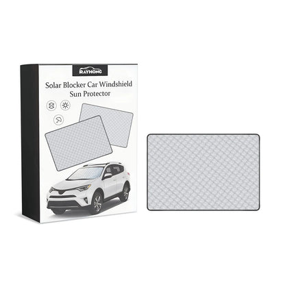Car windshield aluminium film frost cover showing reflective surface and 140x95cm dimensions