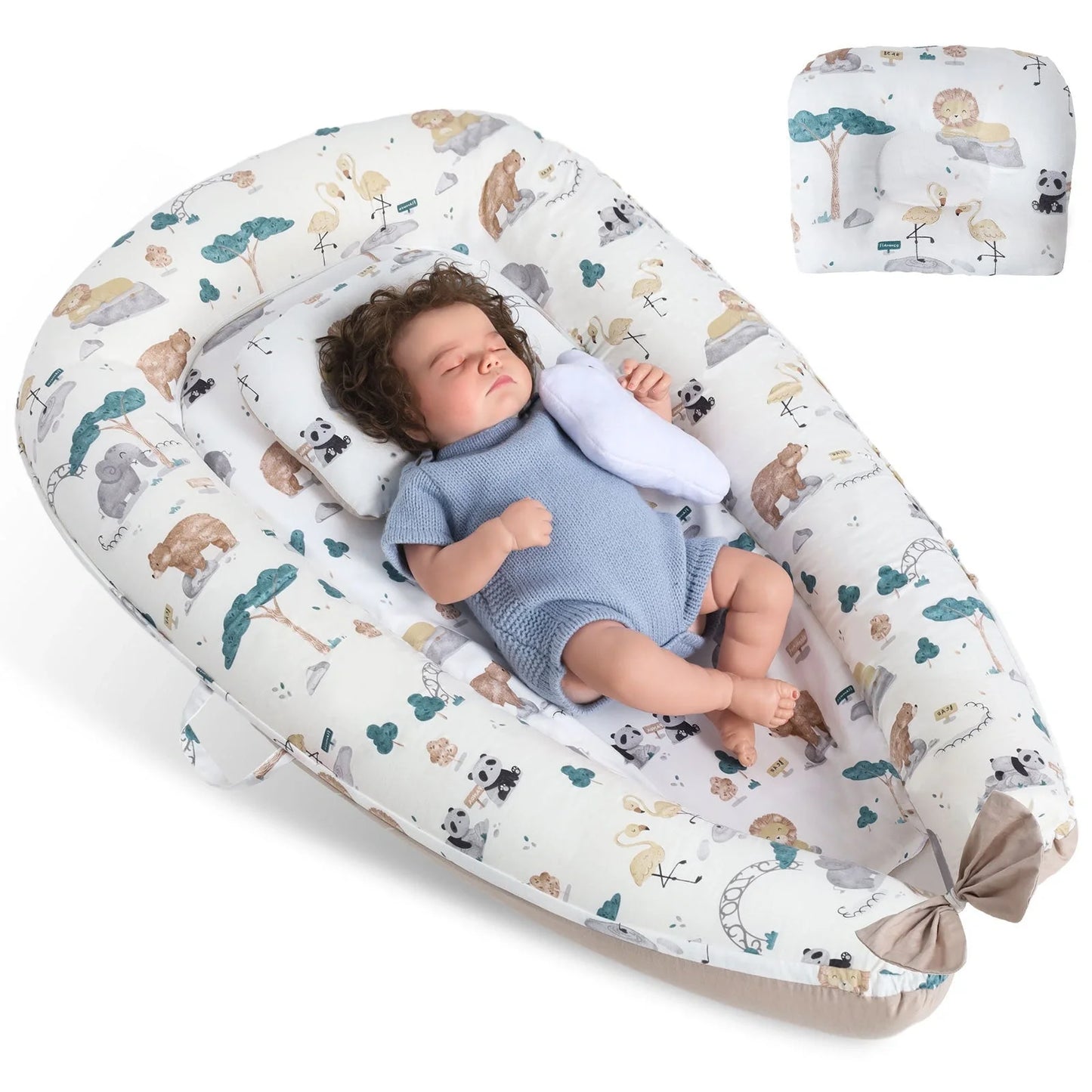 Baby's Crib with detachable pure cotton sleeve and memory foam core