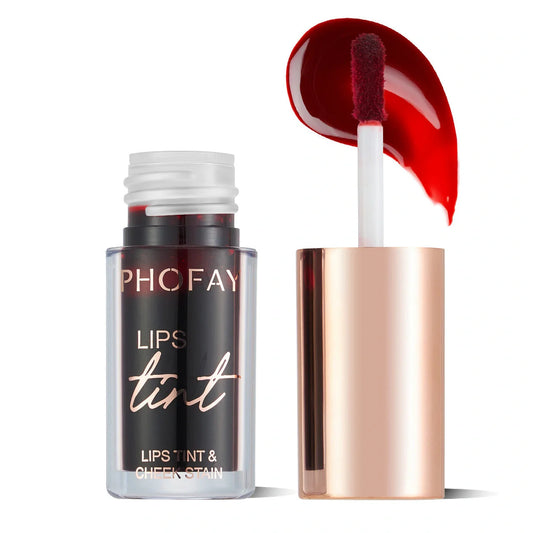 PHOFAY Lip Tint in various shades, showcasing vibrant, long-lasting colour for lips and cheeks.