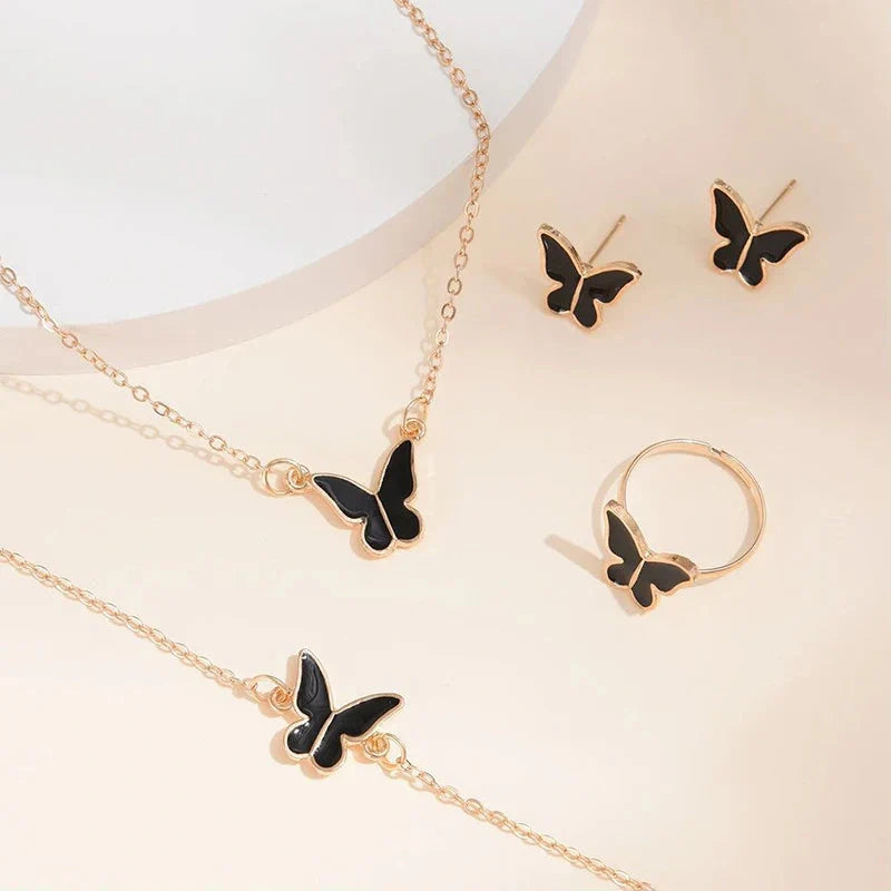 5PCS Fashion Butterfly Pendants Jewelry Set for Women in various colours
