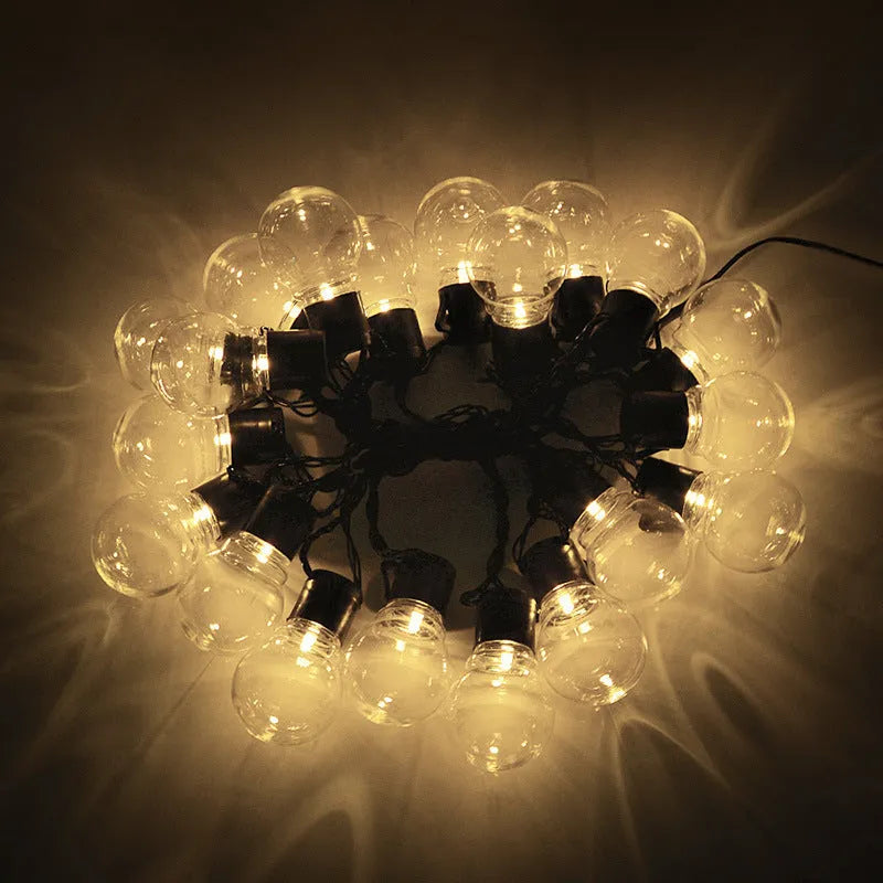 10 metre solar powered decorative lighting string with 40 LED bulbs for tents and outdoor festivals