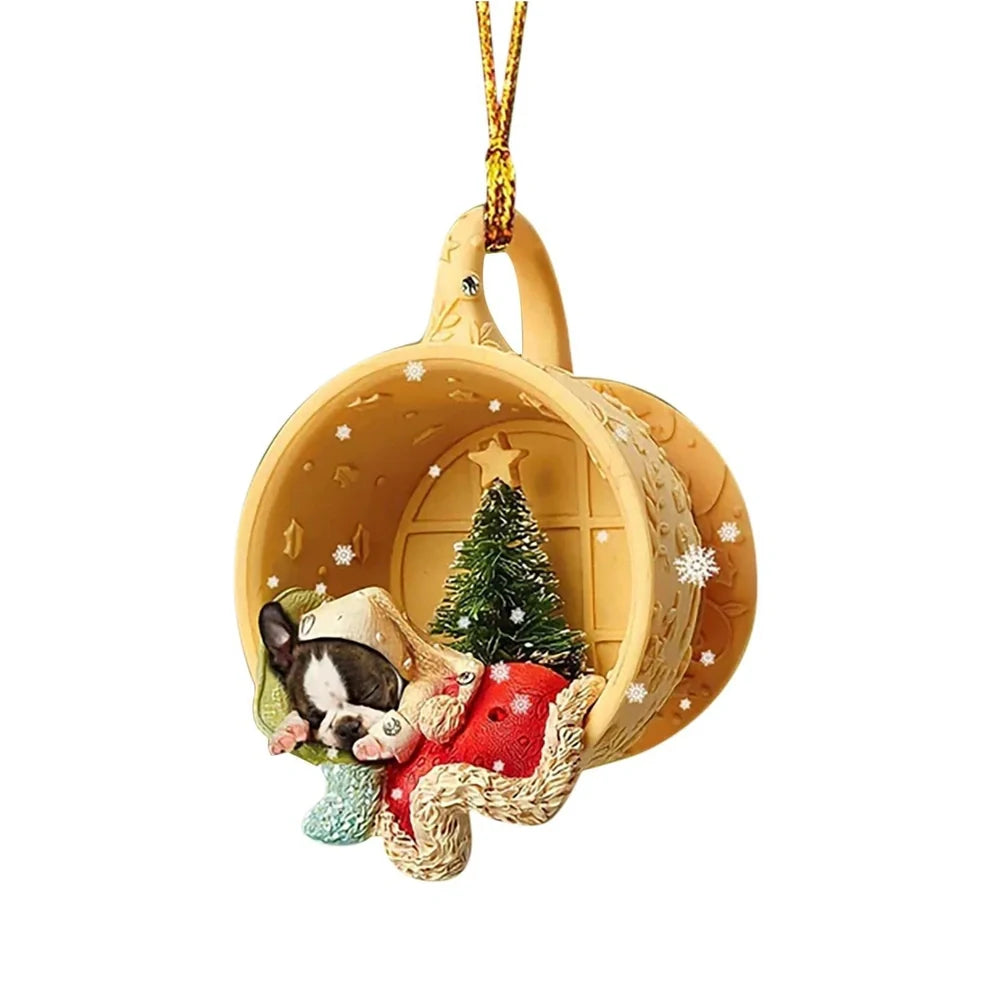 8cm clear acrylic sausage dog hanging ornament in colour variant 1, simple commemorative dachshund design for home decor
