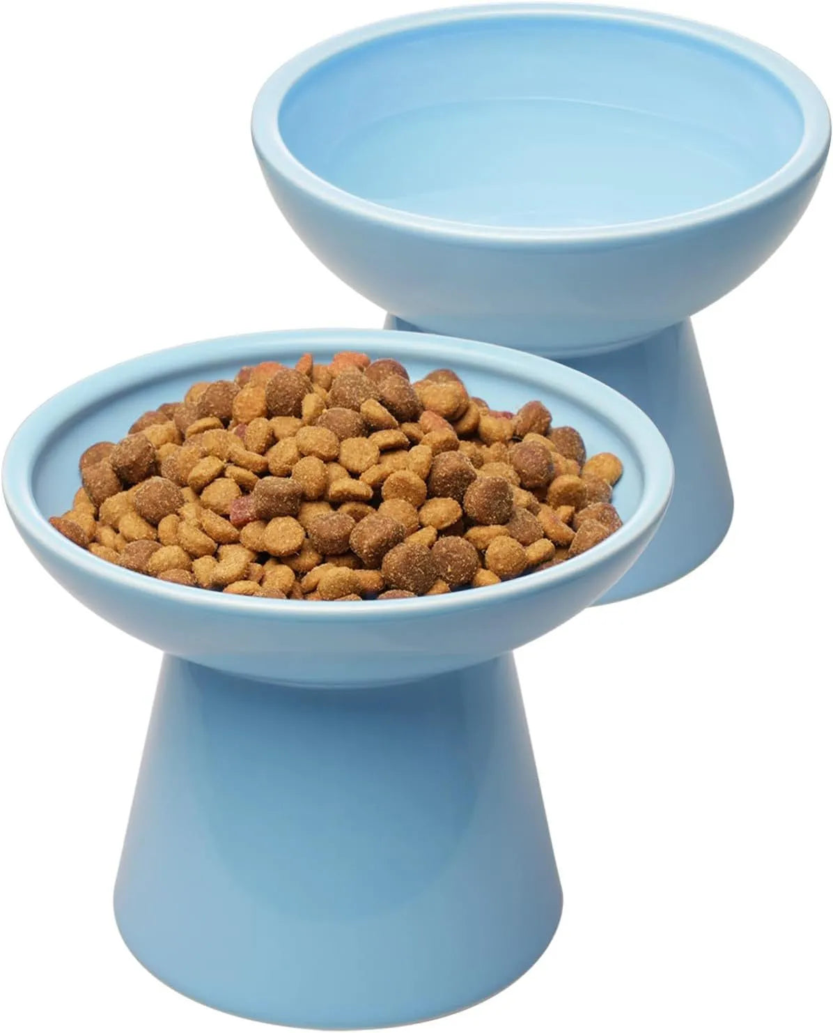 16cm extra wide elevated lead-free ceramic cat bowl for food and water