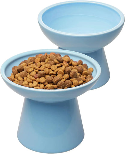 16cm extra wide elevated lead-free ceramic cat bowl for food and water