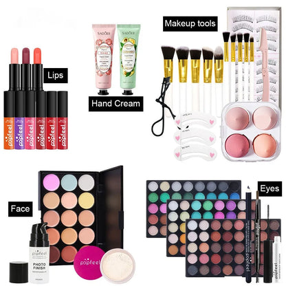POPFEIL Yuan green mermaid makeup set POP003E, a complete cosmetic kit open to show contents.