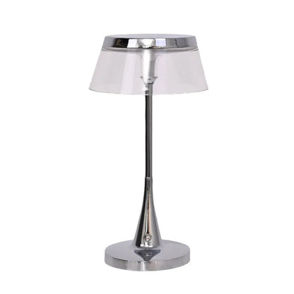 Rechargeable table lamp with aluminium acrylic body, touch dimming, D13.5 x H27cm, in transparent, grey or brown