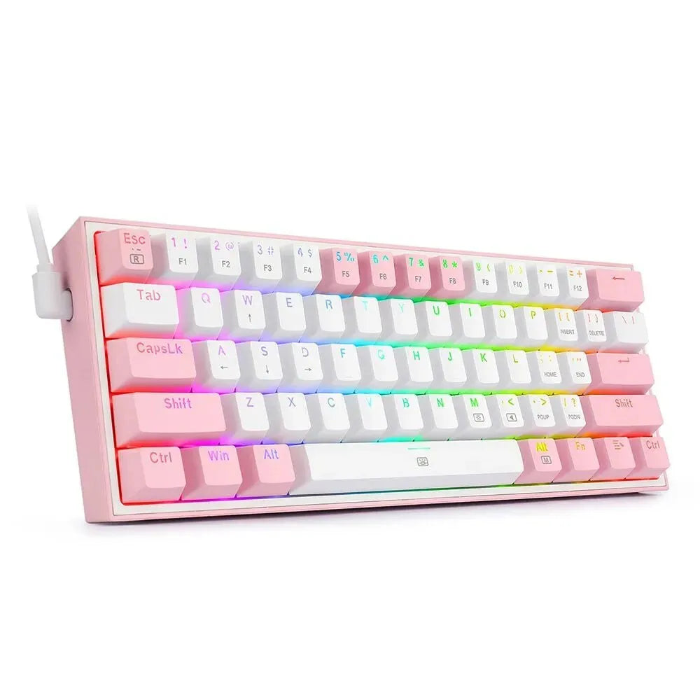 K617 RGB mechanical keyboard with multimedia keys in white pink colour option
