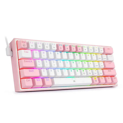 K617 RGB mechanical keyboard with multimedia keys in white pink colour option