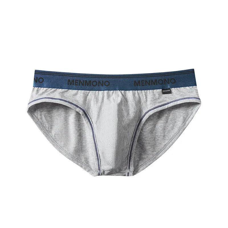 Men's cotton low waist briefs in a two-tone colour on a white background.