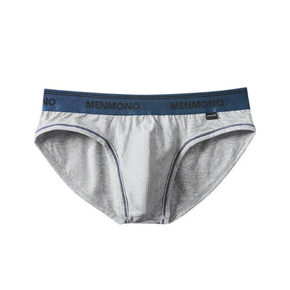 Men's cotton low waist briefs in a two-tone colour on a white background.