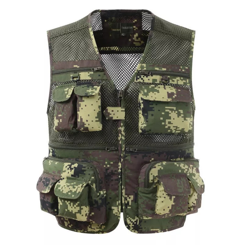 Multi-pocket men's professional photography vest in nylon, available in multiple colors and sizes
