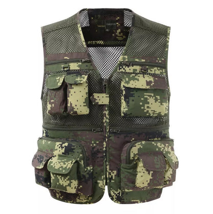 Multi-pocket men's professional photography vest in nylon, available in multiple colors and sizes