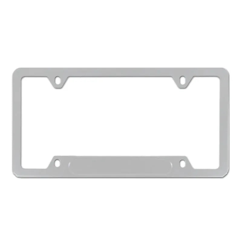 Minimalist aluminium alloy licence plate frame for American Standard cars showing style options.