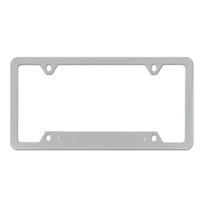 Minimalist aluminium alloy licence plate frame for American Standard cars showing style options.