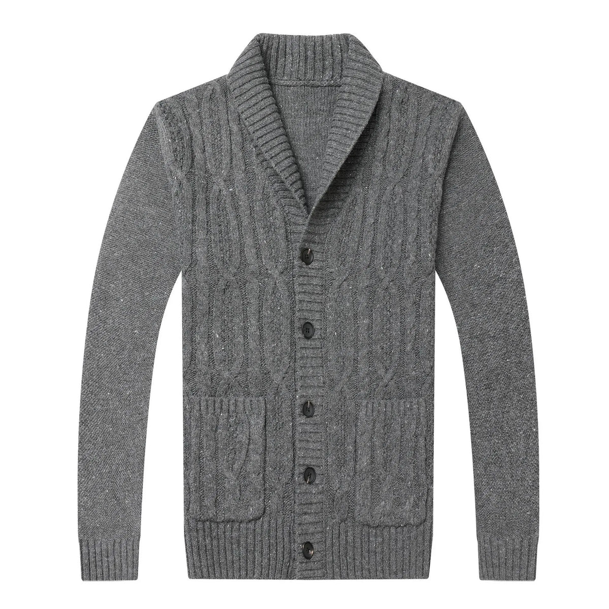 Men's thickened jacquard knitted cardigan, warm autumn winter outerwear for youth in multiple sizes and neutral colours